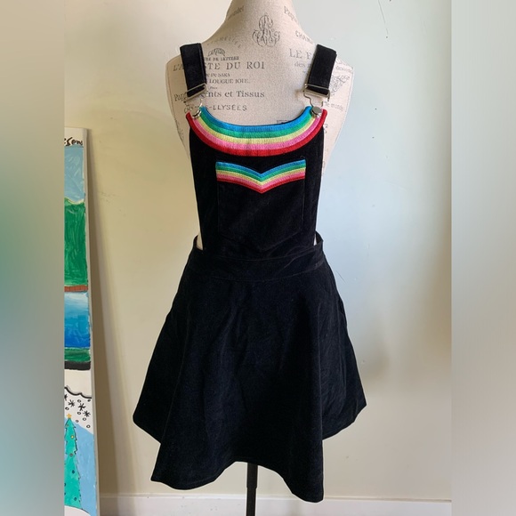 jawbreaker Dresses & Skirts - Jawbreaker Women’s Double Rainbow Goth Embroidered Pinafore mini romper Dress M